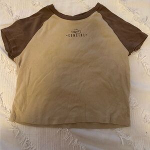 Brown and Tan Short Sleeve Raglan Tee